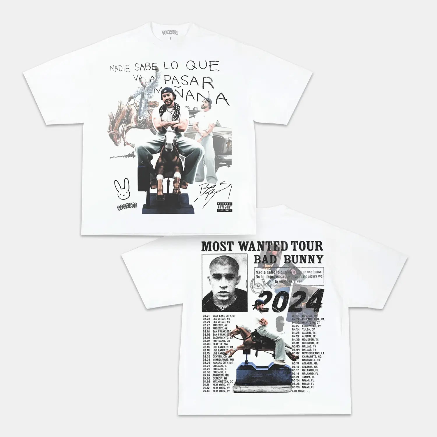 BAD BUNNY MOST WANTED TOUR TEE - Y2K VINTAGES