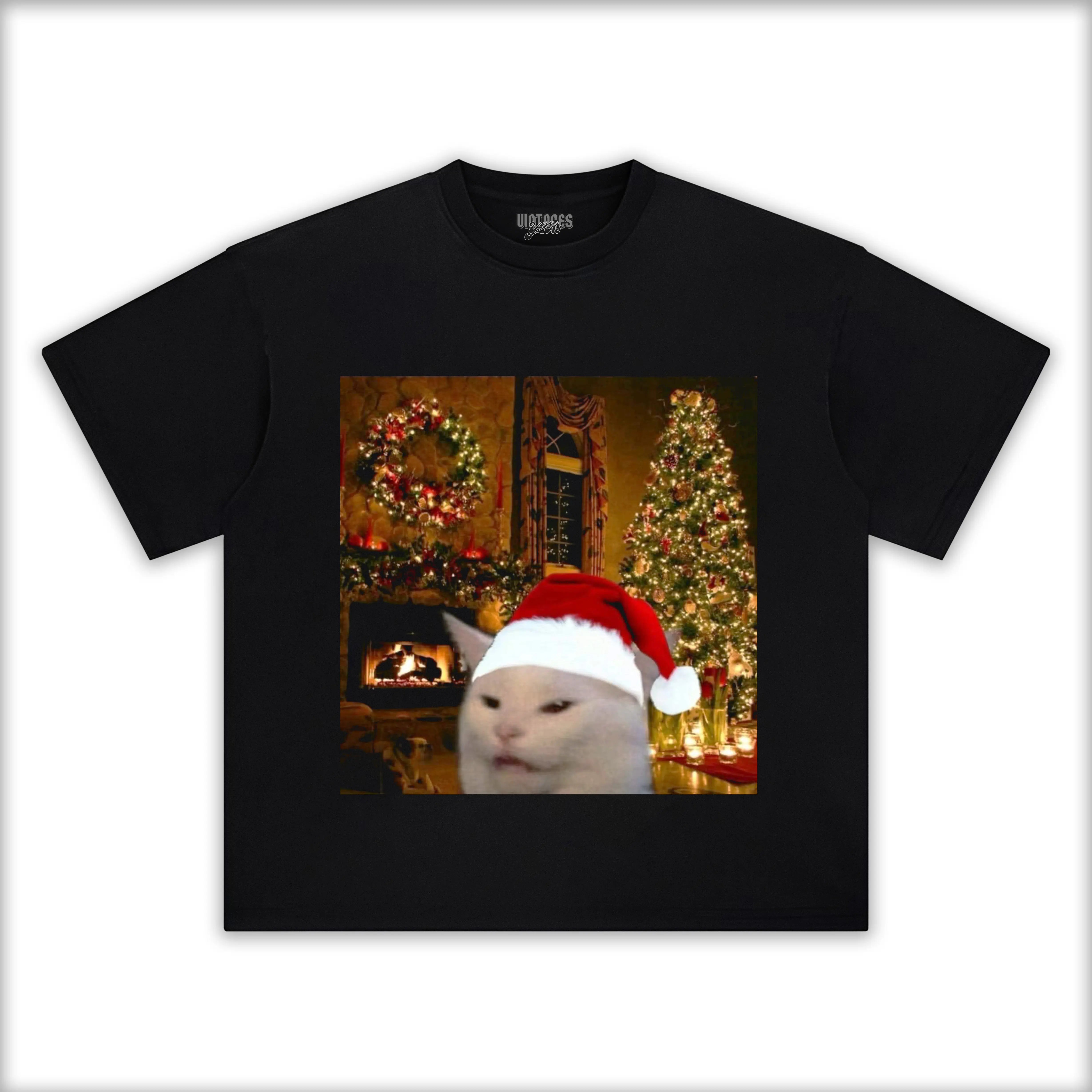 CUTE-CHRISTMAS-CAT-MEME-TEE-1 - Y2K VINTAGES