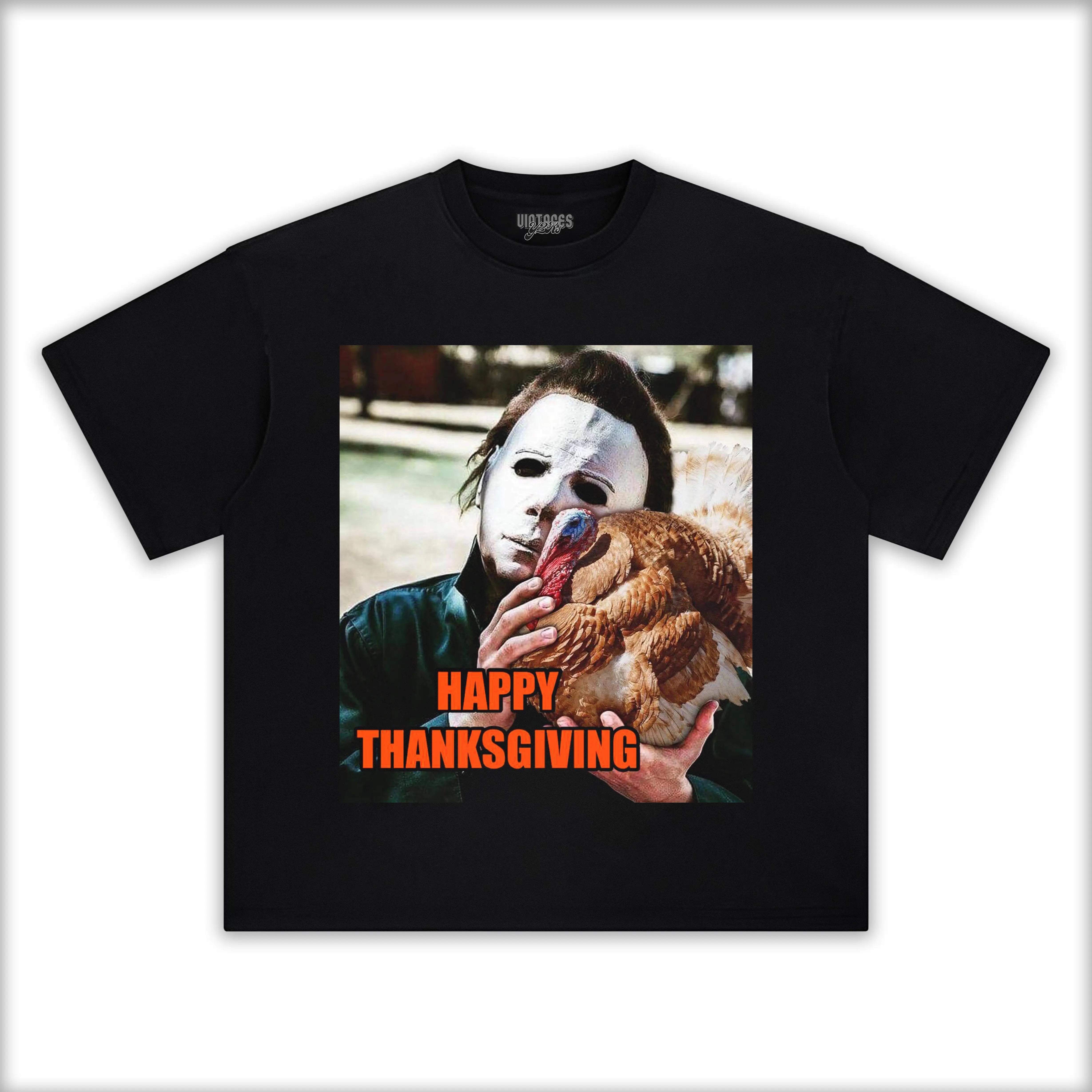 HAPPY THANKSGIVING HORROR MOVIES TEE - Y2K VINTAGES